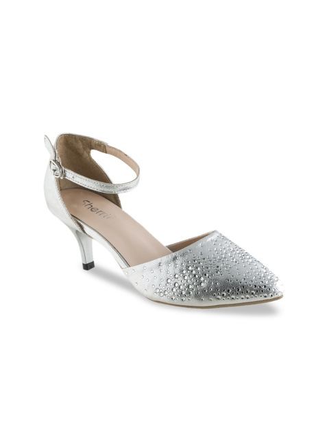 

Sherrif Shoes Women Silver-Toned Solid Pumps