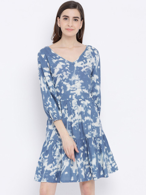 

Oxolloxo Women Blue Dyed Fit and Flare Dress