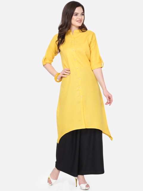 

Silk Bazar Women Yellow & Black Solid Kurta with Palazzos