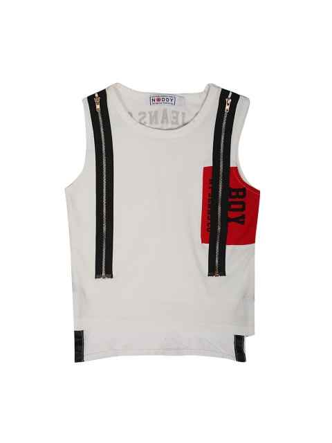 

Noddy Boys White Printed Round Neck T-shirt