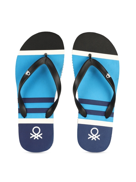 

United Colors of Benetton Men Blue Striped Thong Flip-Flops