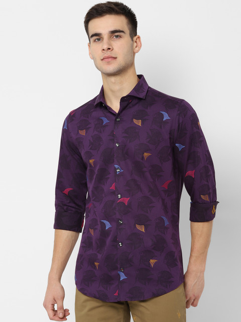 

SIMON CARTER LONDON Men Purple & Blue Slim Fit Printed Casual Shirt