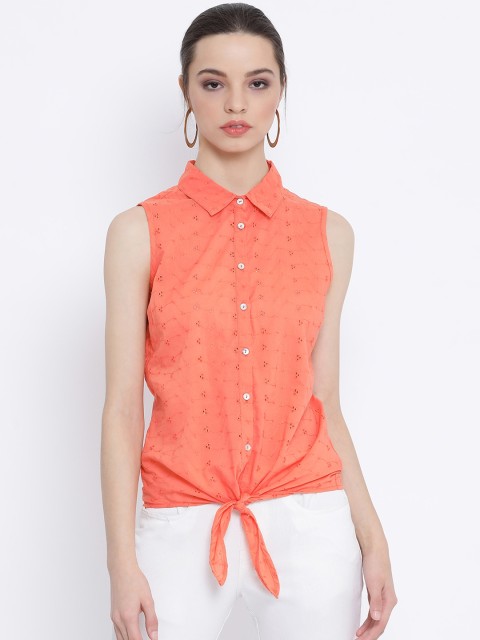

Oxolloxo Women Orange Regular Fit Solid Casual Shirt