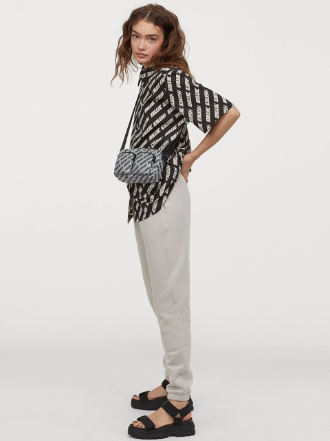 

H&M Women Black Printed Oversized Shirt