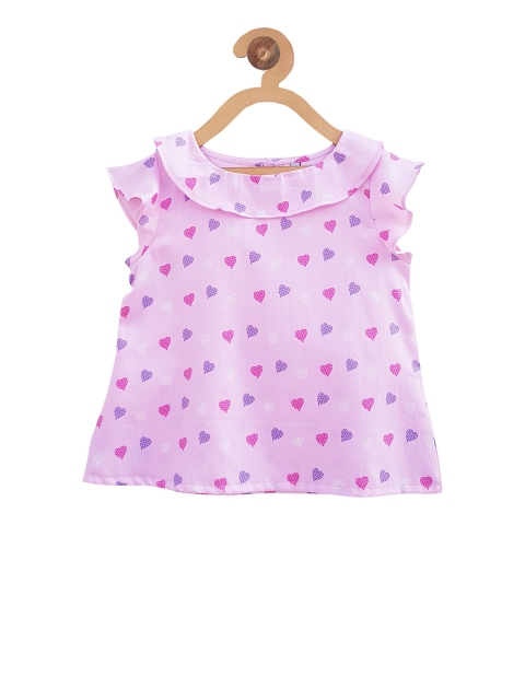 

Campana Girls Pink & Purple Printed A-Line Top