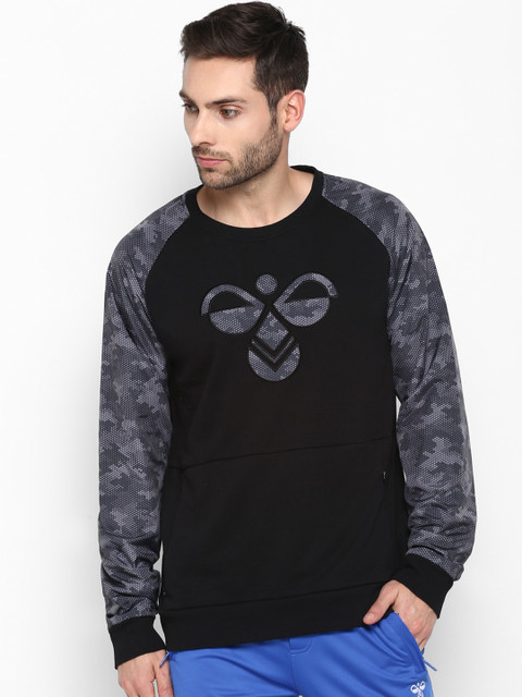 

hummel Men Black & Grey Printed Sweatshirt