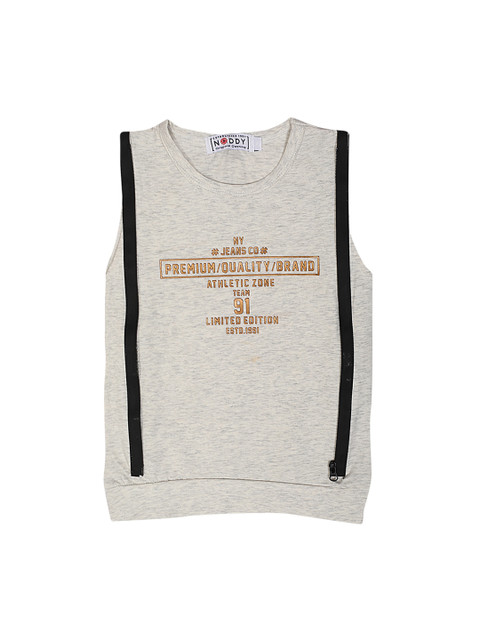 

Noddy Boys Grey Melange Printed Round Neck T-shirt