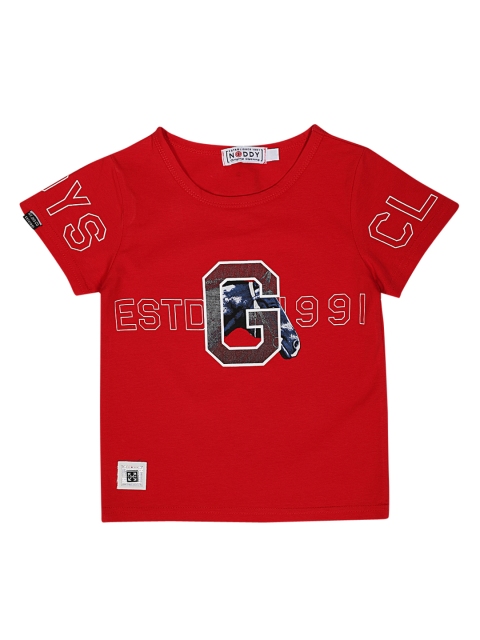 

Noddy Boys Red Printed Round Neck T-shirt