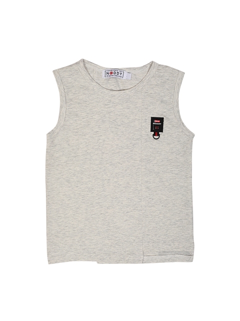 

Noddy Boys Grey Melange Printed Round Neck T-shirt