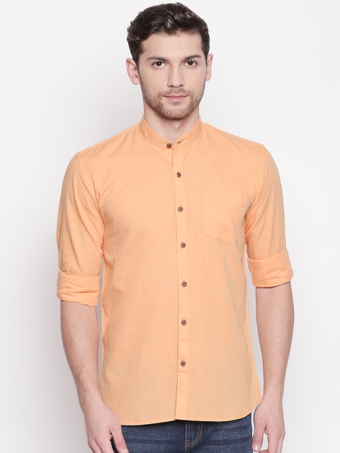 

ROLLER FASHIONS Men Orange Slim Fit Solid Casual Shirt