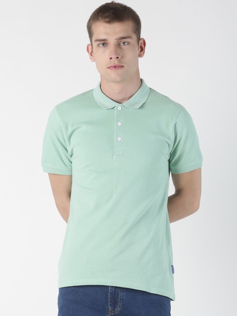 

Blue Saint Men Green Solid Polo Collar T-shirt