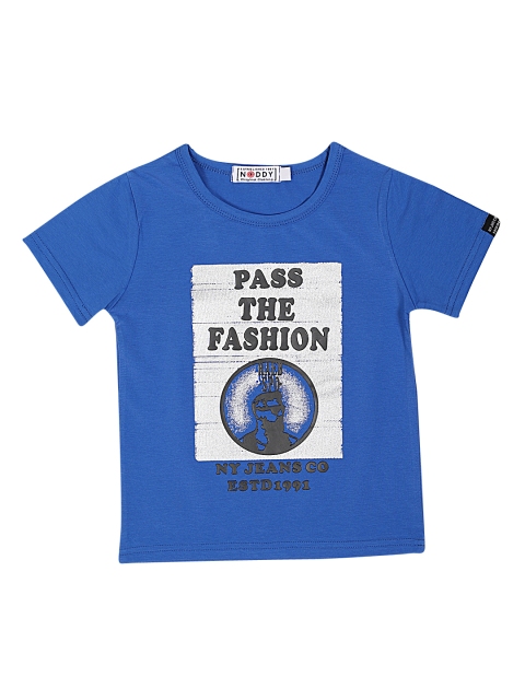 

Noddy Boys Blue & Off-White Printed Round Neck T-shirt