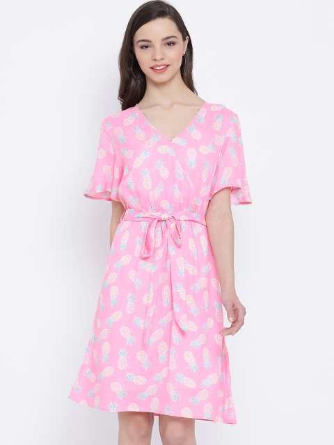 

Oxolloxo Women Pink Printed Wrap Dress
