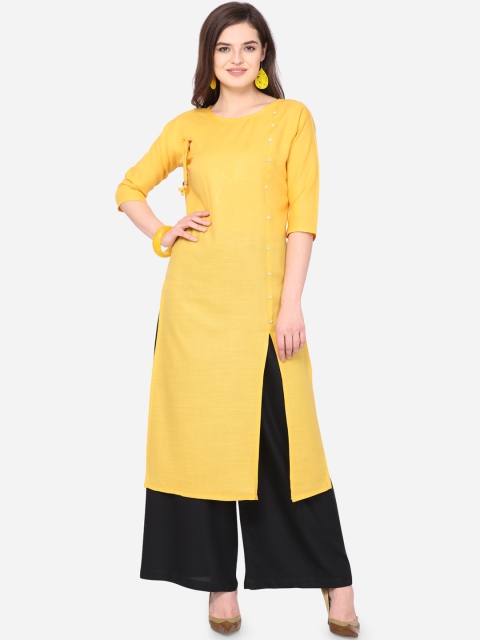 

Silk Bazar Women Yellow & Black Solid Kurta with Palazzos