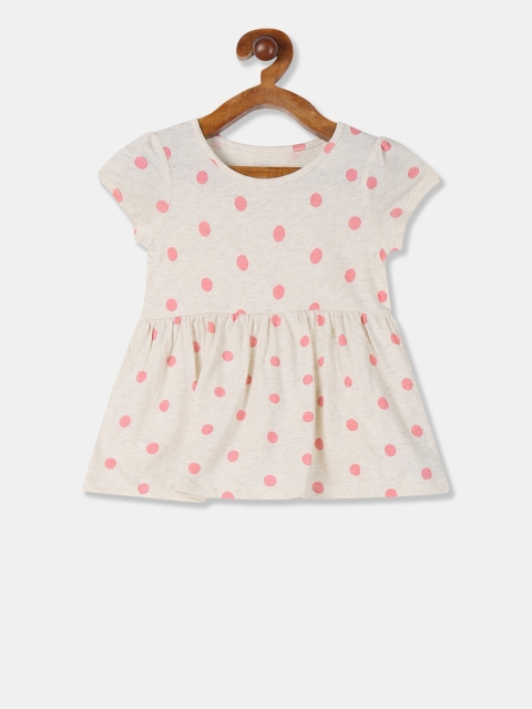 

GAP Toddler Girl Beige & Pink Polka Dot Print Short Sleeve Tunic
