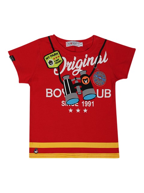 

Noddy Boys Red Printed Round Neck T-shirt