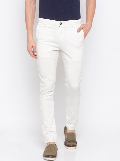 

SPYKAR Men White Slim Fit Solid Regular Trousers