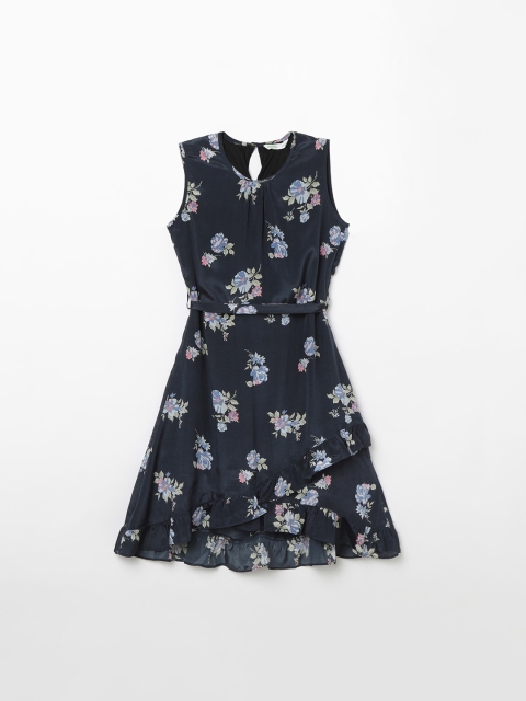 

Bossini Girls Navy Blue Printed A-Line Dress