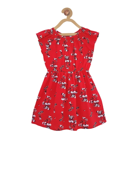 

Campana Girls Red & White Printed Fit and Flare Dress