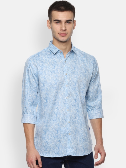 

V Dot Men Blue Slim Fit Printed Casual Shirt