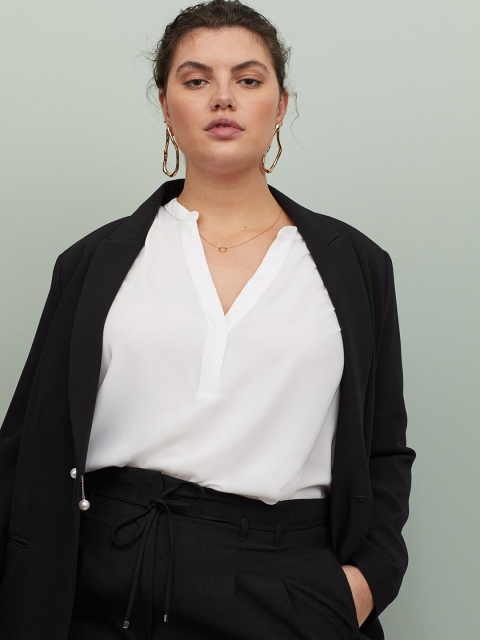 

H&M+ White V-Neck Blouse