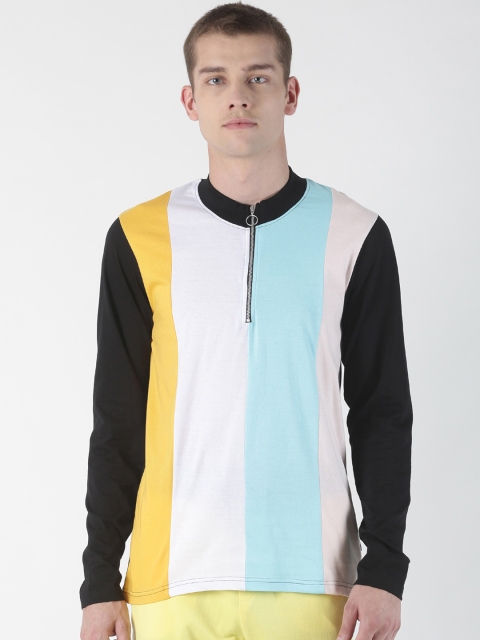 

Blue Saint Men Multicoloured Colourblocked High Neck T-shirt, Multi