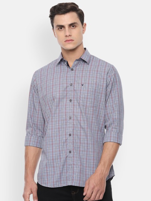 

Van Heusen Sport Men Grey & Navy Blue Slim Fit Checked Casual Shirt