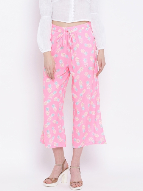 

Oxolloxo Women Pink Regular Fit Printed Culottes