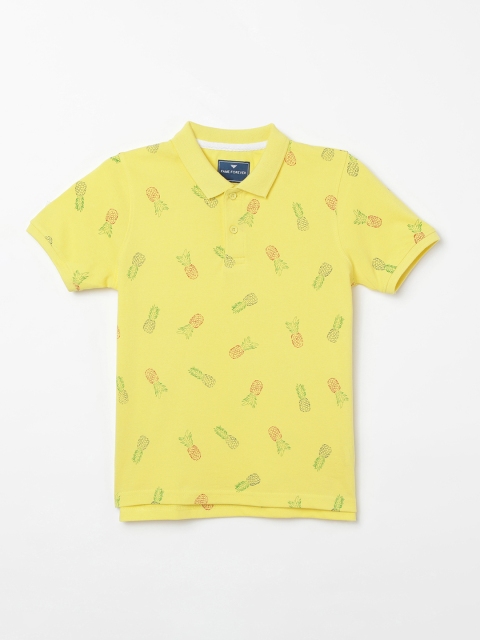

Fame Forever by Lifestyle Boys Yellow Printed Polo Collar T-shirt