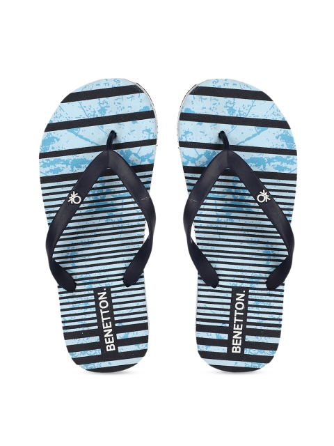 

United Colors of Benetton Men Blue Striped Thong Flip-Flops