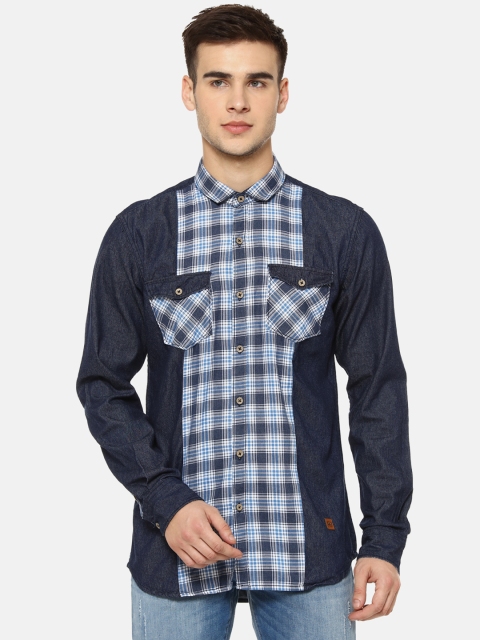 

Campus Sutra Men Blue Regular Fit Checked Casual Shirt