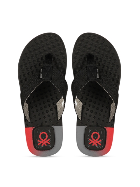 

United Colors of Benetton Men Black Self Design Thong Flip-Flops