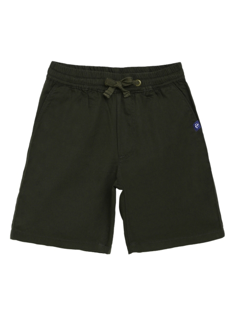 

Campana Boys Olive Green Solid Regular Fit Regular Shorts