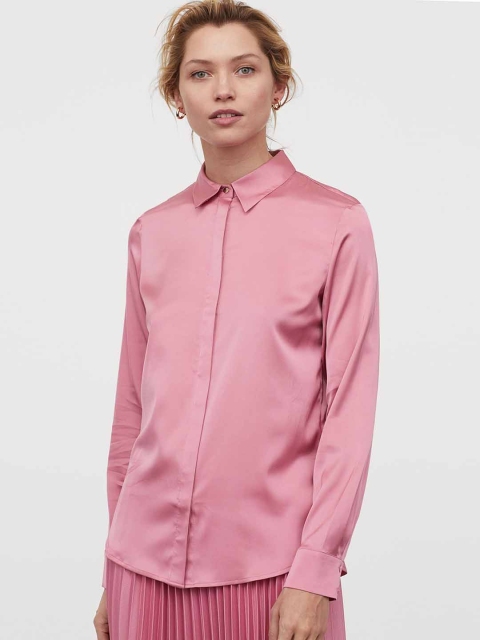 

H&M Women Pink Long-Sleeved Blouse