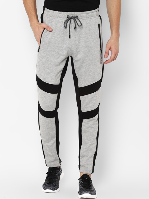 

SKULT by Shahid Kapoor Men Grey Melange & Black Colourblocked Track Pants
