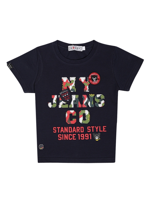 

Noddy Boys Navy Blue Printed Round Neck T-shirt