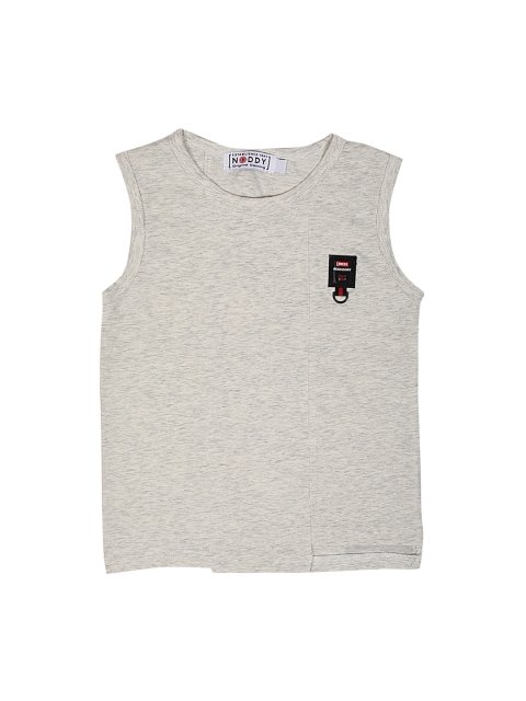 

Noddy Boys Grey Melange Printed Round Neck T-shirt