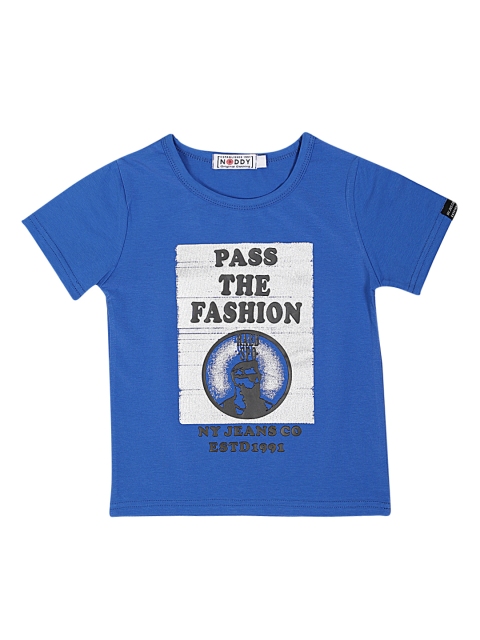 

Noddy Boys Blue & White Printed Round Neck T-shirt