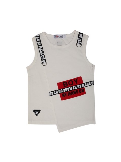 

Noddy Boys White & Red Printed Round Neck T-shirt