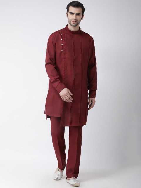 

SG LEMAN Men Maroon Embroidered Kurta with Trousers