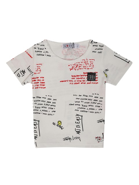

Noddy Boys White Printed Round Neck T-shirt