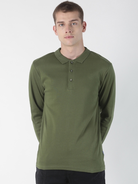 

Blue Saint Men Olive Green Solid Polo Collar T-shirt