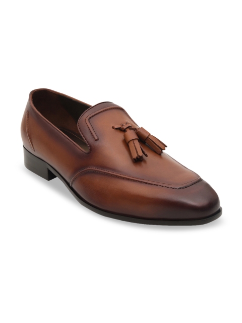 

ROSSO BRUNELLO Men Tan Brown Solid Leather Formal Loafers