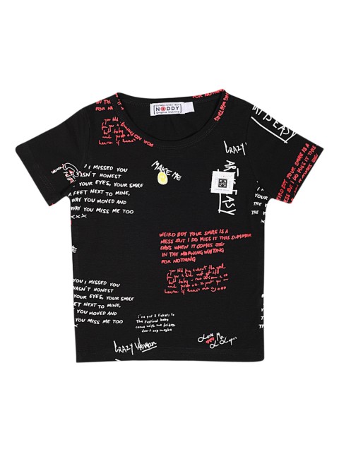 

Noddy Boys Black & Off-White Printed Round Neck T-shirt