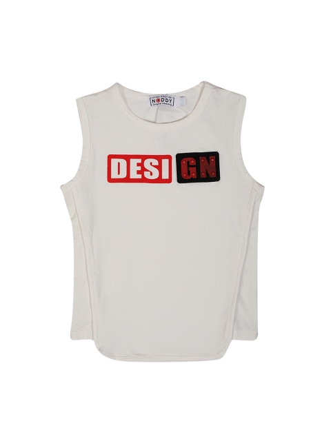 

Noddy Boys White Printed Round Neck T-shirt