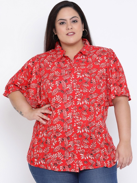 

Oxolloxo Women Red Regular Fit Printed Casual Shirt