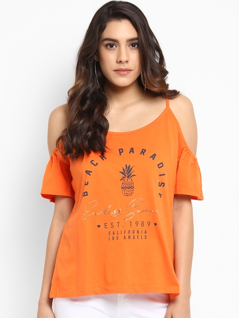

KVL Women Orange Printed Top