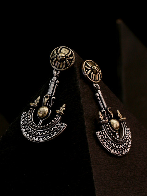 

Voylla Silver-Plated & Gold-Toned Handcrafted Contemporary Drop Earrings