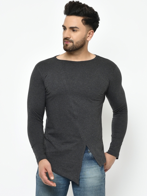 

Rigo Men Charcoal Solid Round Neck T-shirt
