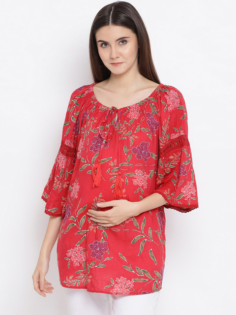 

Oxolloxo Women Red Printed A-Line Top